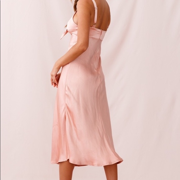 Satin pink Midi Dress - Picture 3 of 5